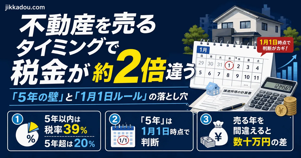 不動産を売るタイミングで税金が約2倍違う——「5年の壁」と「1月1日ルール」の落とし穴