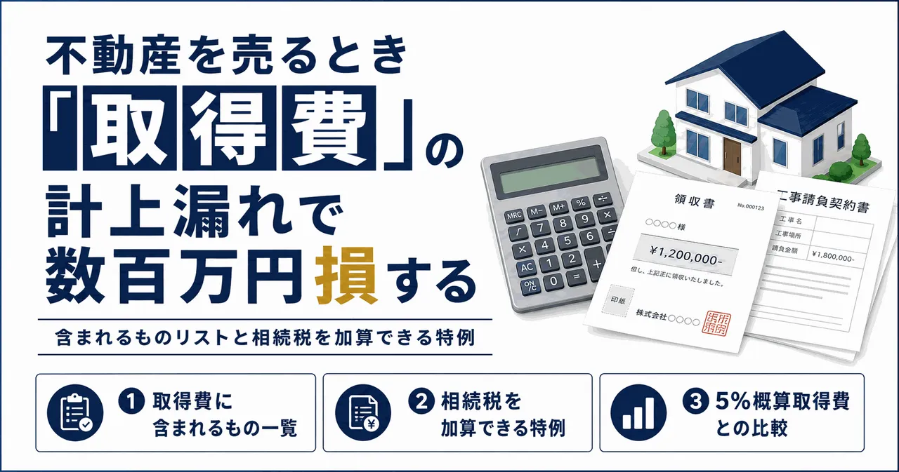 不動産を売るとき「取得費」の計上漏れで数百万円損をする——含まれるものリストと相続税を加算できる特例