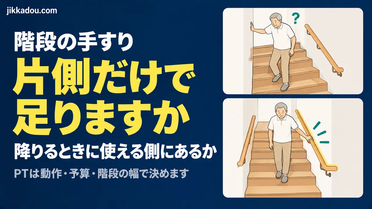 階段の手すり、片側だけで足りるか——PTは動作を見て決めます