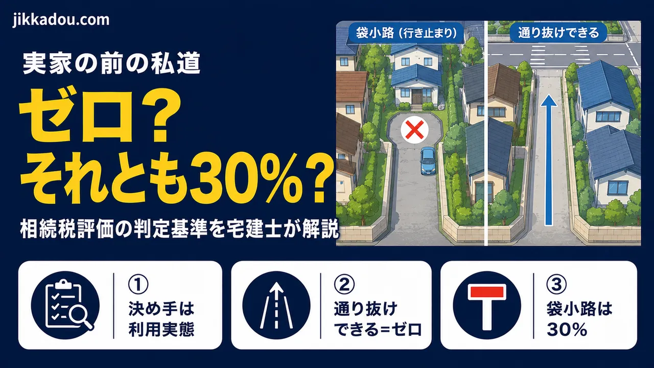 実家の前の私道、相続税評価はゼロ？それとも30%？「位置指定道路」の判定基準を宅建士が解説