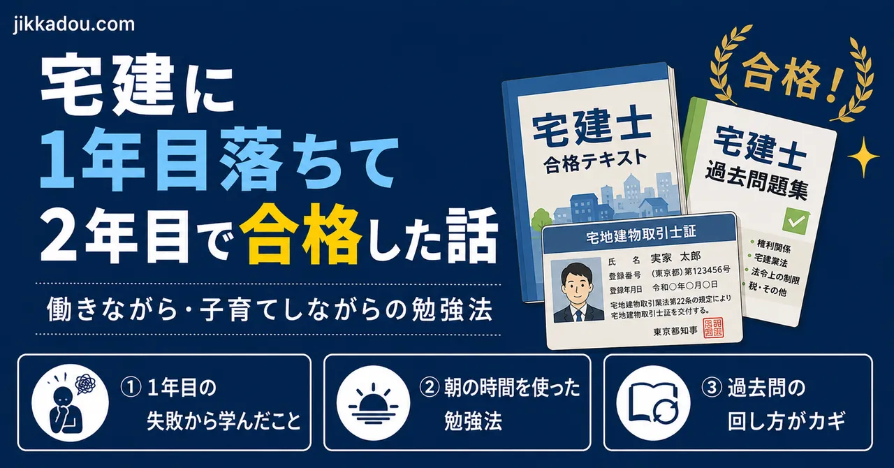 宅建に1年目落ちた私が2年目で合格した話——あと3点の悔しさを乗り越えた勉強法