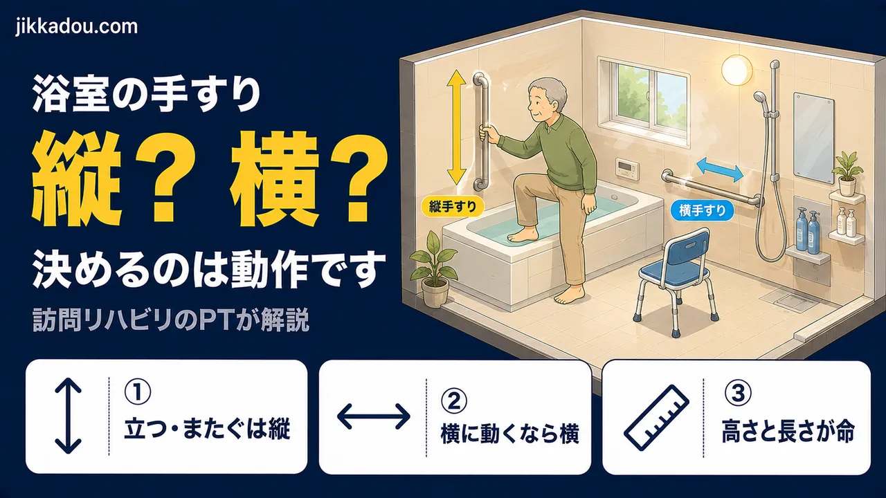 浴室の手すり、縦か横か——動作で決まる正解